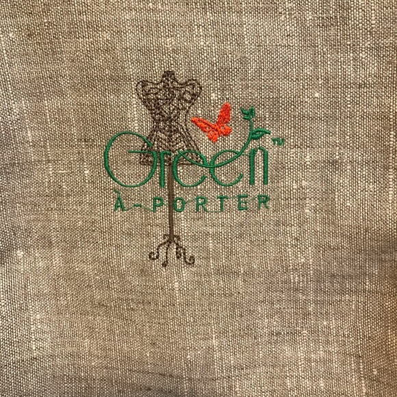 NEW!! Green A-Porter Linen Foldable Tote Bag - Picture 4 of 7